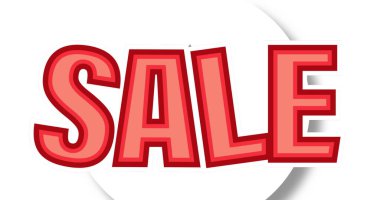 Beyaz arkaplan üzerinde kırmızı satılık metin resmi. perakende ve alışveriş konsepti dijital olarak oluşturulmuş görüntü.