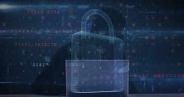 Bilgisayar kullanarak numara, harf ve asma kilit değiştirme görüntüsü. küresel internet güvenliği, veri işleme, bağlantılar ve dijital arayüz konsepti dijital olarak oluşturuldu.