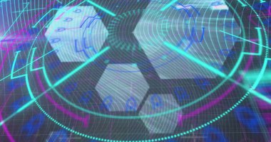 Gri arkaplandaki şekiller ve altıgenlerin görüntüsü, boşluğu kopyala. veri işleme, dijital arayüz ve teknoloji konsepti dijital olarak oluşturulmuş görüntü