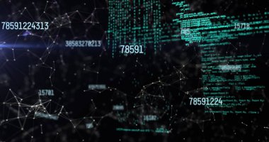 Simgelerle bağlantı ağı üzerinden veri işleme resmi. Küresel iş ve dijital arayüz kavramı dijital olarak oluşturulmuş görüntü.