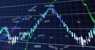 Finansal veri işleme resmi. küresel iş, finans, dijital arayüz ve bağlantılar konsepti dijital olarak oluşturulmuş görüntü.