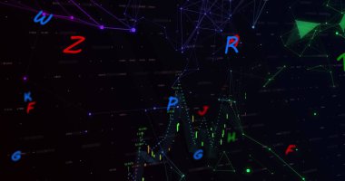 Finansal veri işleme resmi. küresel iş, finans, dijital arayüz ve bağlantılar konsepti dijital olarak oluşturulmuş görüntü.