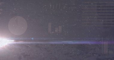 Işık noktalarından geçen finansal veri işleme görüntüsü, boşluğu kopyala. küresel iş, finans ve dijital arayüz kavramı dijital olarak oluşturulmuş görüntü