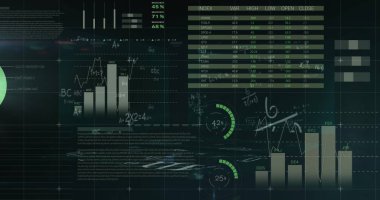 Mavi arkaplanda veri işleme resmi. küresel iş ve dijital arayüz kavramı dijital olarak oluşturulmuş görüntü.