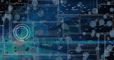 Entegre devre üzerindeki veri işleme ve bağlantı ağlarının resmi. Küresel bağlantılar ve veri işleme kavramı dijital olarak oluşturulmuş resim.