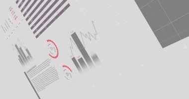 Beyaz arka planda finansal veri işleme resmi. küresel finansman, bilgisayar ve dijital arayüz kavramı dijital olarak oluşturulmuş görüntü.