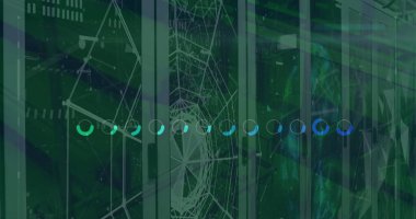 Simgeler ve veri işleme ile küresel bilgisayar ağı teknolojisi kavramı. Küresel teknoloji ve dijital arayüz konsepti dijital olarak oluşturuldu.