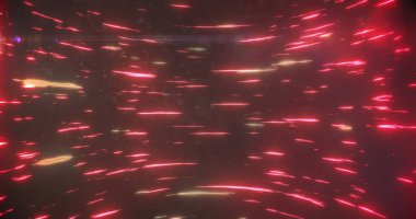 Ukrayna 'nın üzerinde kırmızı ışıkların hızlı hareket ettiği bir görüntü. Ukrayna krizi ve uluslararası politika kavramı dijital olarak oluşturuldu.