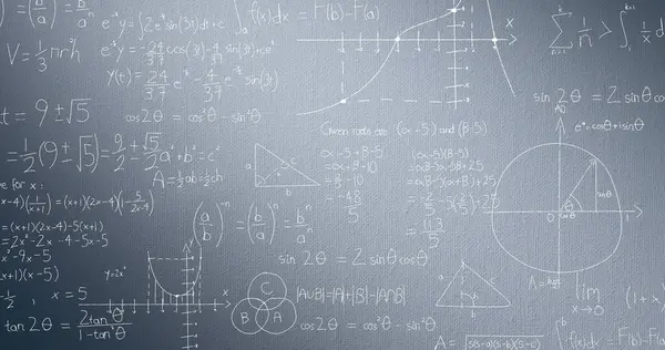 stock image Image of mathematical formulae and data processing over grey background. Global science, computing and data processing concept digitally generated image.