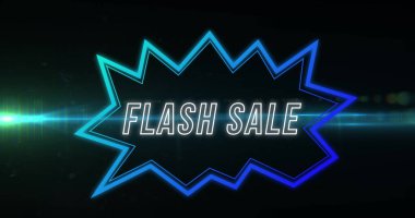 Siyah arka planda flaş satış resmi. Alışveriş, satış ve tanıtım konsepti dijital olarak oluşturuldu.
