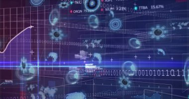 Mavi arkaplanda tarama kapsamı üzerinde veri işleme ve ikili kodlama resmi. Küresel teknoloji, bilgisayar ve dijital arayüz kavramı dijital olarak oluşturulmuş görüntü.