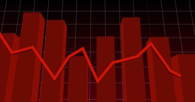 Şebekede kırmızı çizgili istatistik ve finansal veri işleme resimleri. küresel iş, finans ve veri işleme kavramı dijital olarak oluşturulmuş görüntü.