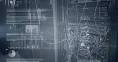 Bir bilgisayar sunucusunun kapatılmasına karşı istatistiksel veri işleme, dijital resim. iş verileri ve depolama teknolojisi kavramı