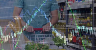 Tramvaylı beyaz bir adamın veri işleme görüntüsü. küresel iş, alışveriş ve dijital arayüz kavramı dijital olarak oluşturulmuş görüntü.