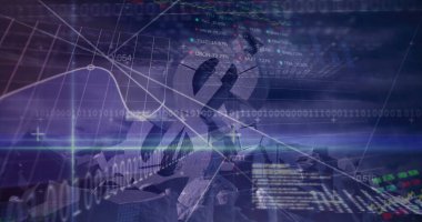 Finansal veri işleme ve Amerikan doları işareti üzerine ikili kodlama. Küresel iş, finans, hesaplama ve veri işleme kavramı dijital olarak oluşturulmuş görüntü.