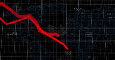 Karanlık arka planda finansal veri işleme resmi. Küresel iş, finans, hesaplama ve veri işleme kavramı dijital olarak oluşturulmuş görüntü.