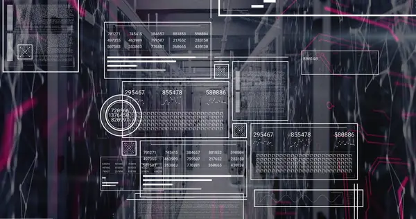 Stock image Image of interface with data processing and network of connections against computer server room. Computer interface and business data storage technology concept