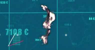 Rublem sembolü üzerinde diyagram ve veri işleme animasyonu. Küresel iş, teknoloji ve dijital arayüz kavramı dijital olarak oluşturulmuş video.