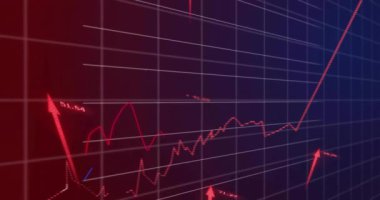 Karanlık arka planda finansal veri işleme sistemi animasyonu. Küresel finans, iş, bağlantılar, hesaplama ve veri işleme kavramı dijital olarak oluşturulmuş video.