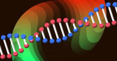 DNA iplikçikleri üzerinde parlayan ışık izlerinin animasyonu. Küresel bilim, bağlantılar, hesaplama ve veri işleme kavramı dijital olarak oluşturulmuş video.