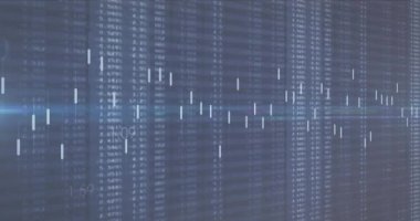 Karanlık arka planda veri işleme animasyonu. Küresel finans, iş, bağlantılar, hesaplama ve veri işleme kavramı dijital olarak oluşturulmuş video.