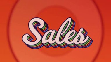 Kırmızı şekiller üzerinde satış metninin animasyonu. Teknoloji, alışveriş ve dijital arayüz kavramı dijital olarak oluşturulmuş video.