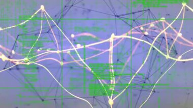 Bağlantılar üzerinden veri işleme animasyonu. Bilim, teknoloji ve dijital arayüz kavramı dijital olarak oluşturulmuş video.