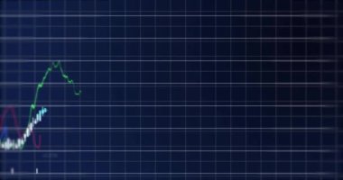 Siyah arka planda finansal veri işleme animasyonu. Küresel iş, finans, bilgisayar ve dijital arayüz kavramı dijital olarak oluşturulmuş video.