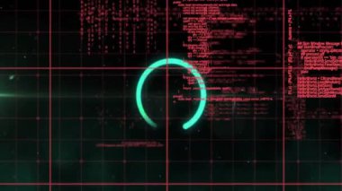 Daire üzerinde veri işleme animasyonu. Bilim, teknoloji ve dijital arayüz kavramı dijital olarak oluşturulmuş video.
