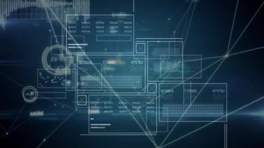 Veri işleme üzerinden bağlantı ağının animasyonu. İş, teknoloji ve dijital arayüz kavramı dijital olarak oluşturuldu.