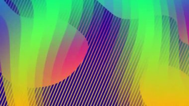 Neon arka planda hareket eden canlı soyut şekillerin animasyonu. Renk, desen, şekil ve hareket kavramı dijital olarak oluşturulmuş video.