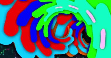 Siyah arkaplandaki ışık noktaları üzerinden büyük satış metinlerinin animasyonu. İletişim, şekiller, ışık, arkaplan ve dijital arayüz kavramı dijital olarak oluşturuldu.