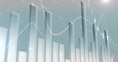 Gri arka planda finansal veri işleme animasyonu. Küresel iş, finans, bilgisayar ve dijital arayüz kavramı dijital olarak oluşturulmuş video.