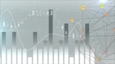 Geometrik şekilli çubuk ve çizgi grafikleri üzerinde finansal veri analizi. Finans, çubuk grafiği, eğilimler, istatistikler, iş dünyası, büyüme