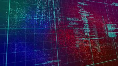 DNA iplikçiklerinin üzerinde veri işleme animasyonu. Teknoloji, bilim ve dijital arayüz kavramı dijital olarak oluşturulmuş video.