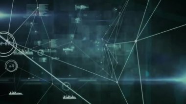 Siyah arkaplanda veri işleme ağı ile bağlantıların animasyonu. Sosyal medya, şekiller ve dijital arayüz konsepti dijital olarak oluşturulmuş video.