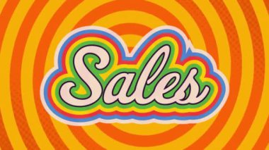 Portakal şekilleri üzerinde satış metninin animasyonu. Teknoloji, alışveriş ve dijital arayüz kavramı dijital olarak oluşturulmuş video.