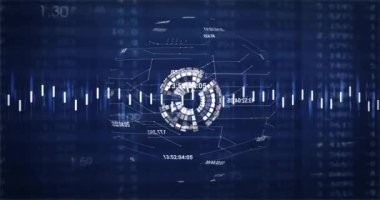 Veri işlemenin animasyonu ve kara arkaplanda dünya üzerindeki bağlantılar ağı. Küresel teknoloji, bağlantılar, hesaplama ve dijital arayüz kavramı dijital olarak oluşturulmuş video.