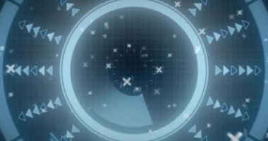 Siyah arkaplanda bağlantı ve tarama ağı animasyonu. Sosyal medya, teknoloji ve dijital arayüz kavramı dijital olarak oluşturulmuş video.