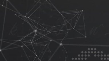Siyah arkaplandaki bağlantı ağının canlandırılması. Sosyal medya, şekiller ve dijital arayüz konsepti dijital olarak oluşturulmuş video.