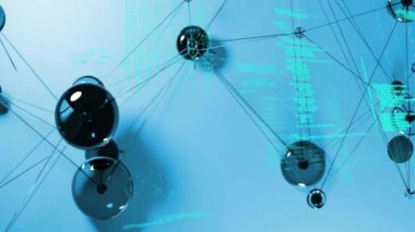 Veri işleme üzerinden bağlantı ağının animasyonu. İş, teknoloji ve dijital arayüz kavramı dijital olarak oluşturuldu.