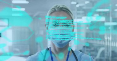 Hastanedeki sağlık uzmanı üzerinde tıbbi veriler ve beyin taraması. analiz, teknoloji, tanı, uzmanlık, dijital, bilim