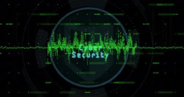 Siyah arkaplan üzerinde asma kilit simgesi ve veri işleme animasyonu. Küresel siber güvenlik, bağlantılar, hesaplama ve veri işleme kavramı dijital olarak oluşturuldu.