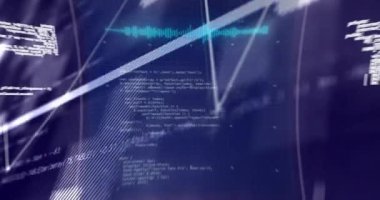 6G metinde dijital veri işleme animasyonu. Dijital olarak oluşturulmuş küresel bağlantılar, hesaplama ve veri işleme kavramı.