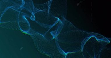 Animation of network of connections and data processing over black background. Global connections, computing and data processing concept digitally generated video.