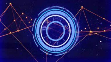 Bağlantılar ve veri işleme ağı üzerinden gelecekteki hedef animasyonu. Teknoloji, dijital, iletişim