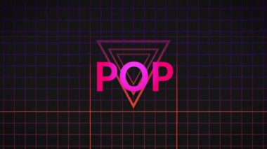 Bağlantı ağı üzerinden pop metin animasyonu. Retro, parti, teknoloji ve dijital arayüz kavramı dijital olarak oluşturulmuş video.
