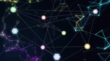 Tıbbi simgeler üzerinden bağlantı ağının animasyonu. Teknoloji, tıp ve dijital arayüz kavramı dijital olarak oluşturulmuş video.
