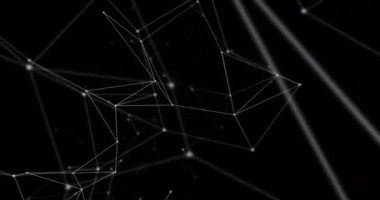Veri işleme ve noktalarla bağlantı ağının animasyonu. Dijital olarak oluşturulmuş küresel bağlantılar, hesaplama ve veri işleme kavramı.