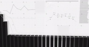 Beyaz arkaplanda istatistik ve veri işleme animasyonu. Küresel iş, bağlantılar, hesaplama ve veri işleme kavramı dijital olarak oluşturulmuş video.